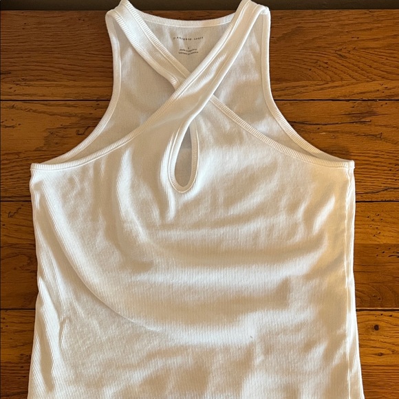 Anthropologie White Cross Neck, Peep HoleTank Top - Picture 1 of 4